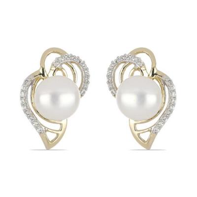 BUY REAL WHITE FRESHWATER PEARL GEMSTONE EARRINGS IN 925 SILVER